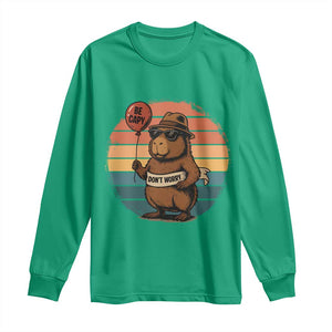 Funny Capybara Long Sleeve Shirt Be Capy Do Not Worry For Animal Lovers TS12 Irish Green Print Your Wear