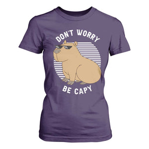 Funny Capybara T Shirt For Women Do Not Worry Be Capy Chill Animal Lover Gift TS12 Purple Print Your Wear