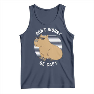 Funny Capybara Tank Top Do Not Worry Be Capy Chill Animal Lover Gift TS12 Navy Print Your Wear
