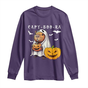 Funny Halloween Capy Boo Ra Long Sleeve Shirt Cute Capybara Boo Ghost TS12 Purple Print Your Wear