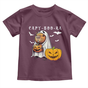 Funny Halloween Capy Boo Ra Toddler T Shirt Cute Capybara Boo Ghost TS12 Maroon Print Your Wear