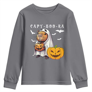 Funny Halloween Capy Boo Ra Youth Sweatshirt Cute Capybara Boo Ghost TS12 Charcoal Print Your Wear