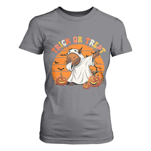 Funny Capybara Halloween T Shirt For Women Trick Or Treat Cute Cappy Boo Ghost TS12 Charcoal Print Your Wear