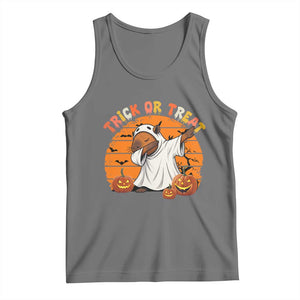 Funny Capybara Halloween Tank Top Trick Or Treat Cute Cappy Boo Ghost TS12 Black Heather Print Your Wear