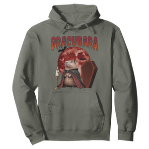 Halloween Capybara Hoodie Funny Dracubara In Dracula Outfit TS12 Military Green Print Your Wear