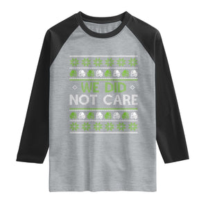 We Did Not Care Raglan Shirt Ugly Christmas Football Fan Gift TS12 Heather Gray Black Print Your Wear