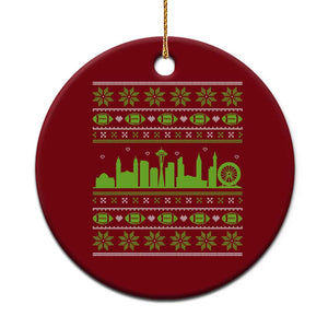 Seattle Skyline Game Day Ceramic Ornament Ugly Christmas Football Fan Gift TS12 1pc Red Print Your Wear