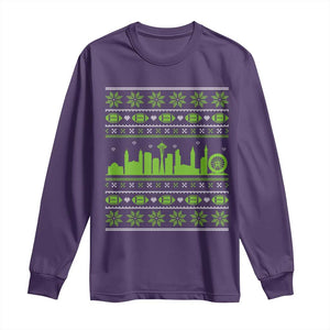 Seattle Skyline Game Day Long Sleeve Shirt Ugly Christmas Football Fan Gift TS12 Purple Print Your Wear