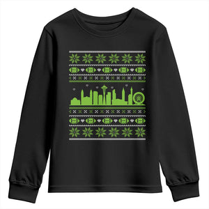 Seattle Skyline Game Day Youth Sweatshirt Ugly Christmas Football Fan Gift TS12 Black Print Your Wear