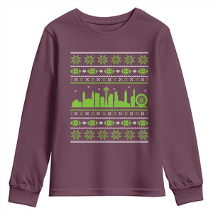 Seattle Skyline Game Day Youth Sweatshirt Ugly Christmas Football Fan Gift TS12 Maroon Print Your Wear
