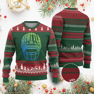 Seattle Northwest Fan Pride Ugly Christmas Sweater Vintage Football Helmet Sports Graphic