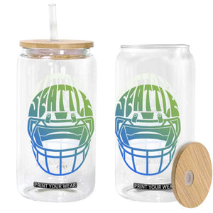 Seattle Northwest Fan Pride Glass Can Vintage Football Helmet Sports Graphic