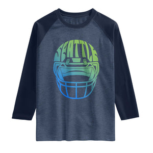 Seattle Northwest Fan Pride Raglan Shirt Vintage Football Helmet Sports Graphic