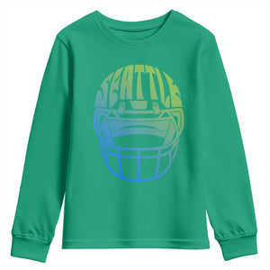 Seattle Northwest Fan Pride Youth Sweatshirt Vintage Football Helmet Sports Graphic