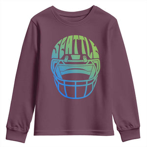 Seattle Northwest Fan Pride Youth Sweatshirt Vintage Football Helmet Sports Graphic