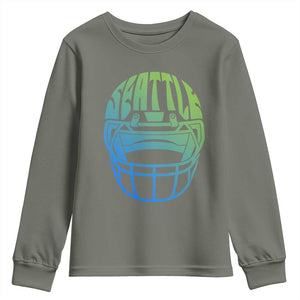 Seattle Northwest Fan Pride Youth Sweatshirt Vintage Football Helmet Sports Graphic