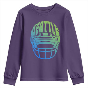 Seattle Northwest Fan Pride Youth Sweatshirt Vintage Football Helmet Sports Graphic