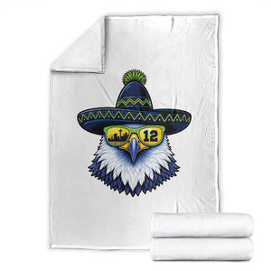 Sombrero Eagle With Neon Skyline Sunglasses Throw Blanket Emerald City Pride