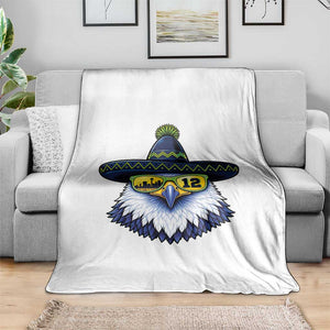 Sombrero Eagle With Neon Skyline Sunglasses Throw Blanket Emerald City Pride