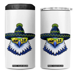 Sombrero Eagle With Neon Skyline Sunglasses 4 in 1 Can Cooler Tumbler Emerald City Pride