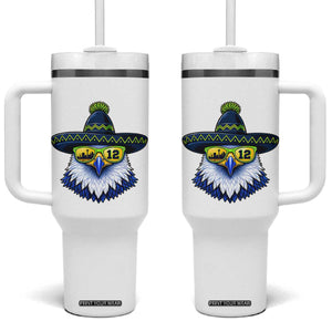 Sombrero Eagle With Neon Skyline Sunglasses Tumbler With Handle Emerald City Pride