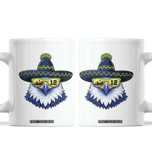 Sombrero Eagle With Neon Skyline Sunglasses Coffee Mug Emerald City Pride
