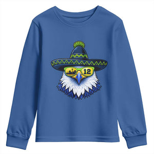 Sombrero Eagle With Neon Skyline Sunglasses Youth Sweatshirt Emerald City Pride