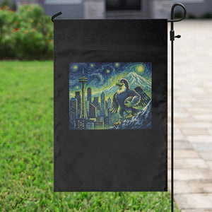 Starry Night Seattle Skyline Eagle Garden Flag Vintage Football Fan Pacific Northwest Pride