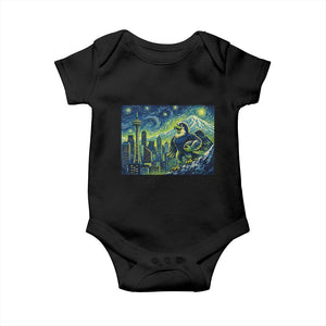 Starry Night Seattle Skyline Eagle Baby Onesie Vintage Football Fan Pacific Northwest Pride