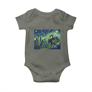 Starry Night Seattle Skyline Eagle Baby Onesie Vintage Football Fan Pacific Northwest Pride