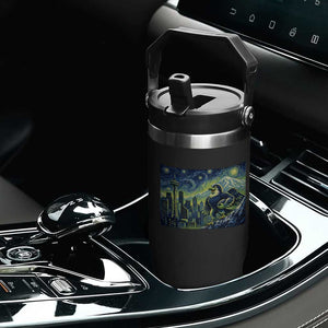 Starry Night Seattle Skyline Eagle Flip Straw Tumbler Vintage Football Fan Pacific Northwest Pride