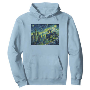 Starry Night Seattle Skyline Eagle Hoodie Vintage Football Fan Pacific Northwest Pride