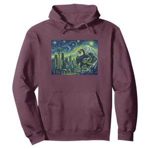 Starry Night Seattle Skyline Eagle Hoodie Vintage Football Fan Pacific Northwest Pride