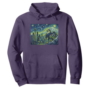 Starry Night Seattle Skyline Eagle Hoodie Vintage Football Fan Pacific Northwest Pride