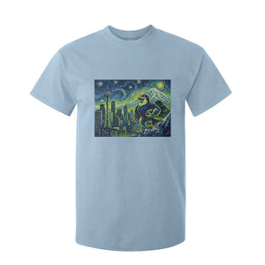 Starry Night Seattle Skyline Eagle T Shirt For Kid Vintage Football Fan Pacific Northwest Pride