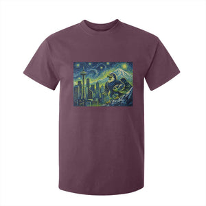 Starry Night Seattle Skyline Eagle T Shirt For Kid Vintage Football Fan Pacific Northwest Pride