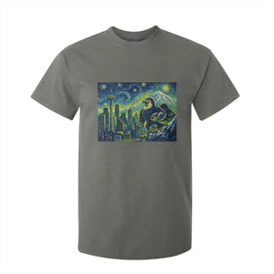Starry Night Seattle Skyline Eagle T Shirt For Kid Vintage Football Fan Pacific Northwest Pride