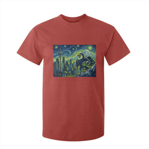 Starry Night Seattle Skyline Eagle T Shirt For Kid Vintage Football Fan Pacific Northwest Pride