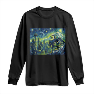 Starry Night Seattle Skyline Eagle Long Sleeve Shirt Vintage Football Fan Pacific Northwest Pride