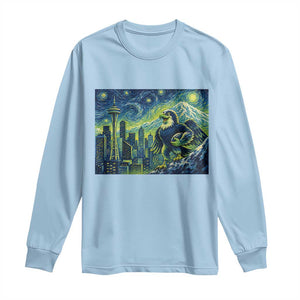 Starry Night Seattle Skyline Eagle Long Sleeve Shirt Vintage Football Fan Pacific Northwest Pride