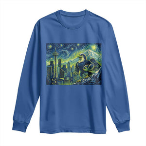 Starry Night Seattle Skyline Eagle Long Sleeve Shirt Vintage Football Fan Pacific Northwest Pride