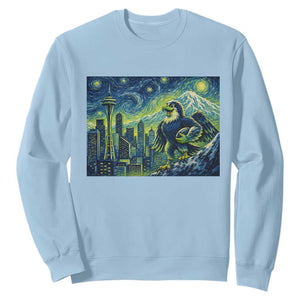Starry Night Seattle Skyline Eagle Sweatshirt Vintage Football Fan Pacific Northwest Pride