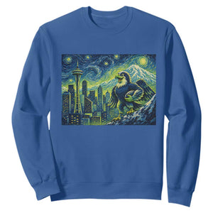 Starry Night Seattle Skyline Eagle Sweatshirt Vintage Football Fan Pacific Northwest Pride