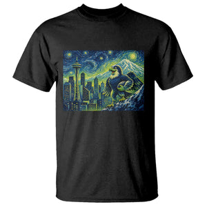 Starry Night Seattle Skyline Eagle T Shirt Vintage Football Fan Pacific Northwest Pride