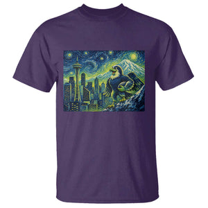 Starry Night Seattle Skyline Eagle T Shirt Vintage Football Fan Pacific Northwest Pride