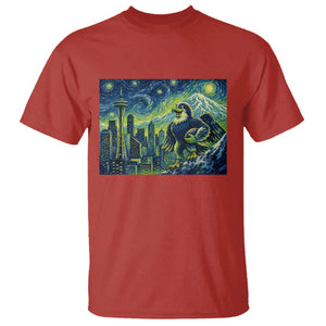 Starry Night Seattle Skyline Eagle T Shirt Vintage Football Fan Pacific Northwest Pride