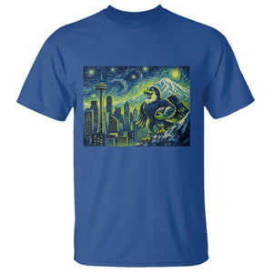 Starry Night Seattle Skyline Eagle T Shirt Vintage Football Fan Pacific Northwest Pride