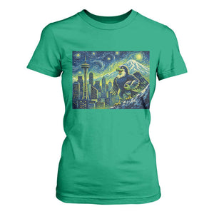 Starry Night Seattle Skyline Eagle T Shirt For Women Vintage Football Fan Pacific Northwest Pride