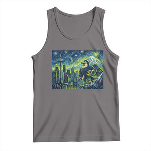 Starry Night Seattle Skyline Eagle Tank Top Vintage Football Fan Pacific Northwest Pride