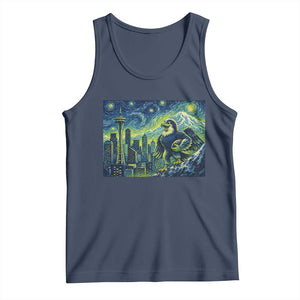 Starry Night Seattle Skyline Eagle Tank Top Vintage Football Fan Pacific Northwest Pride